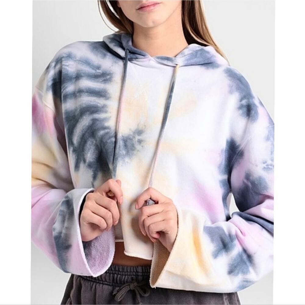 Nwtg Top Shop Co-ord Crop Tie Dye Hoodie In Olive Size 4-6